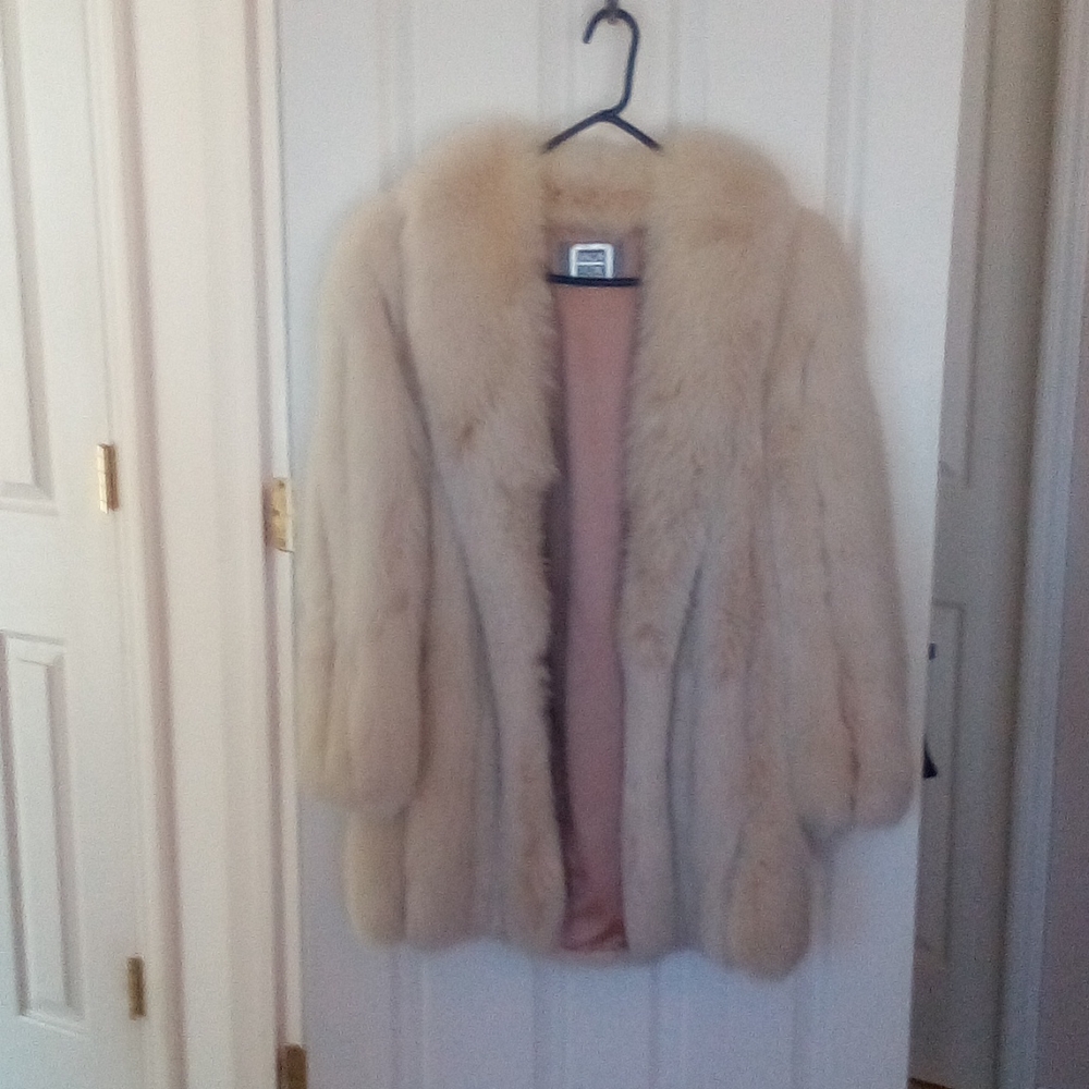 Norwegian Fox Knee Length Coat - Champagne Color
